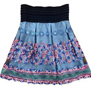 Wish by Anjee paisley lined mini skirt sz M fully lined French company